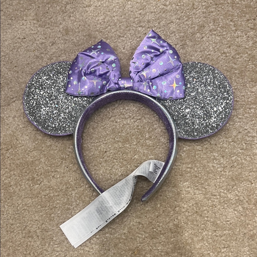 Purple DISNEY Glitter Minnie-Style Kids Headband with Bow